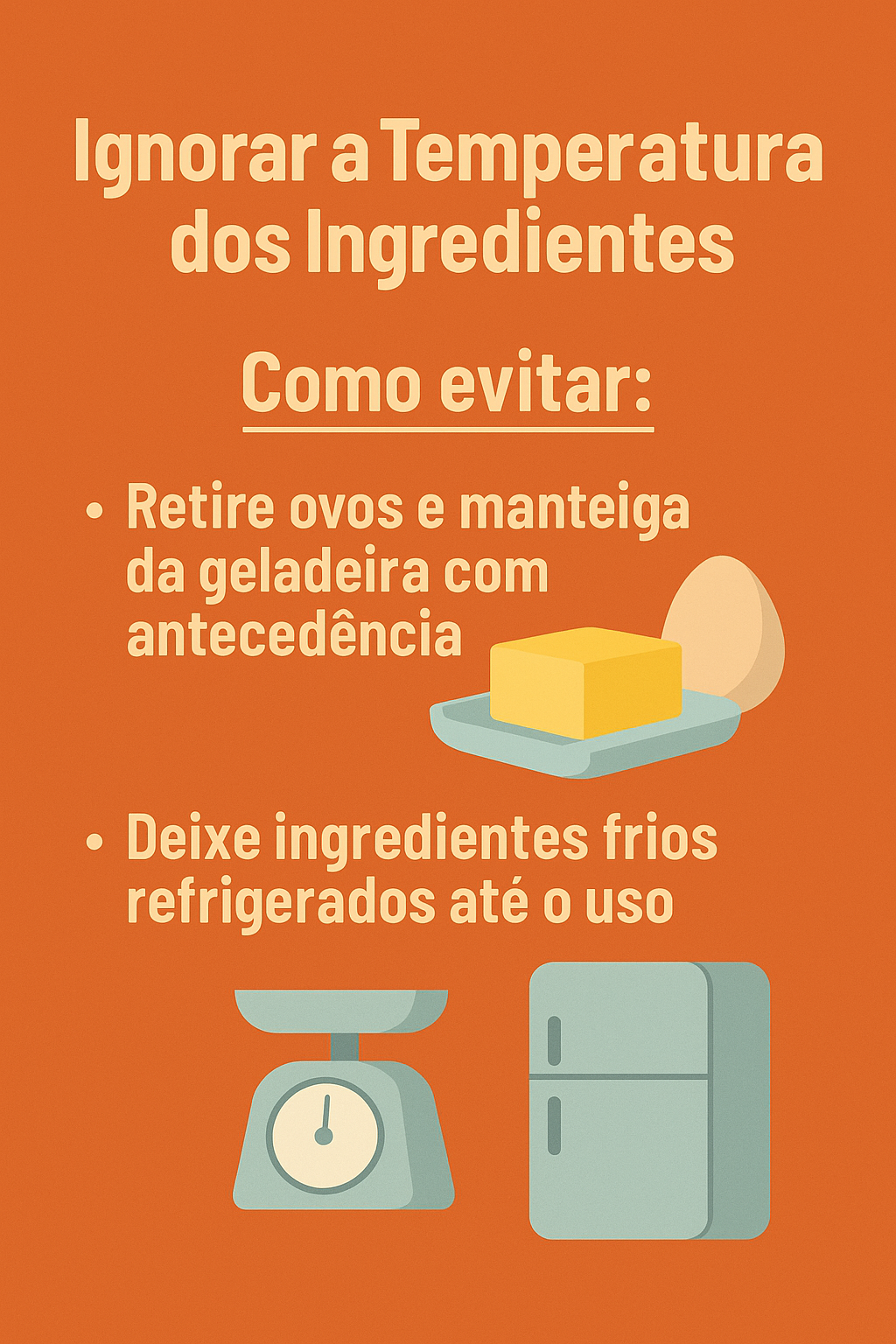 Infográfico sobre a importância da temperatura correta dos ingredientes na confeitaria