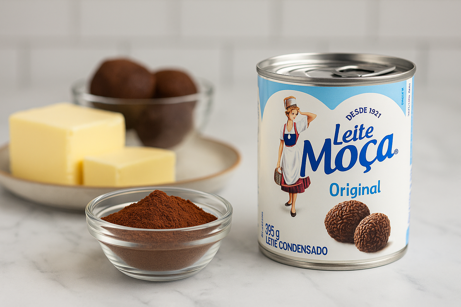 Ingredientes para fazer brigadeiro cremoso